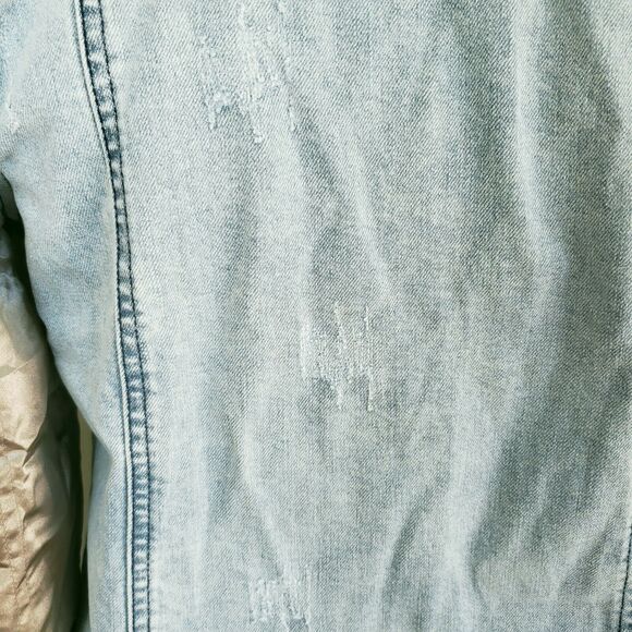 GENERATION LOVE Georgie satin sleeve distressed denim jeans jacket Size XS NEW - Picture 4 of 7